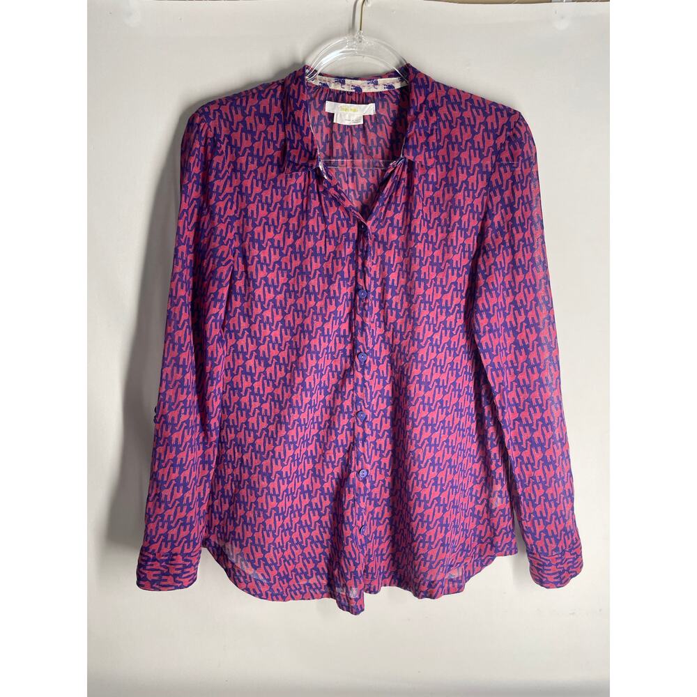 Anthropologie Hei Hei Llama Printed Novelty Button Down Cotton Long Sleeve XS